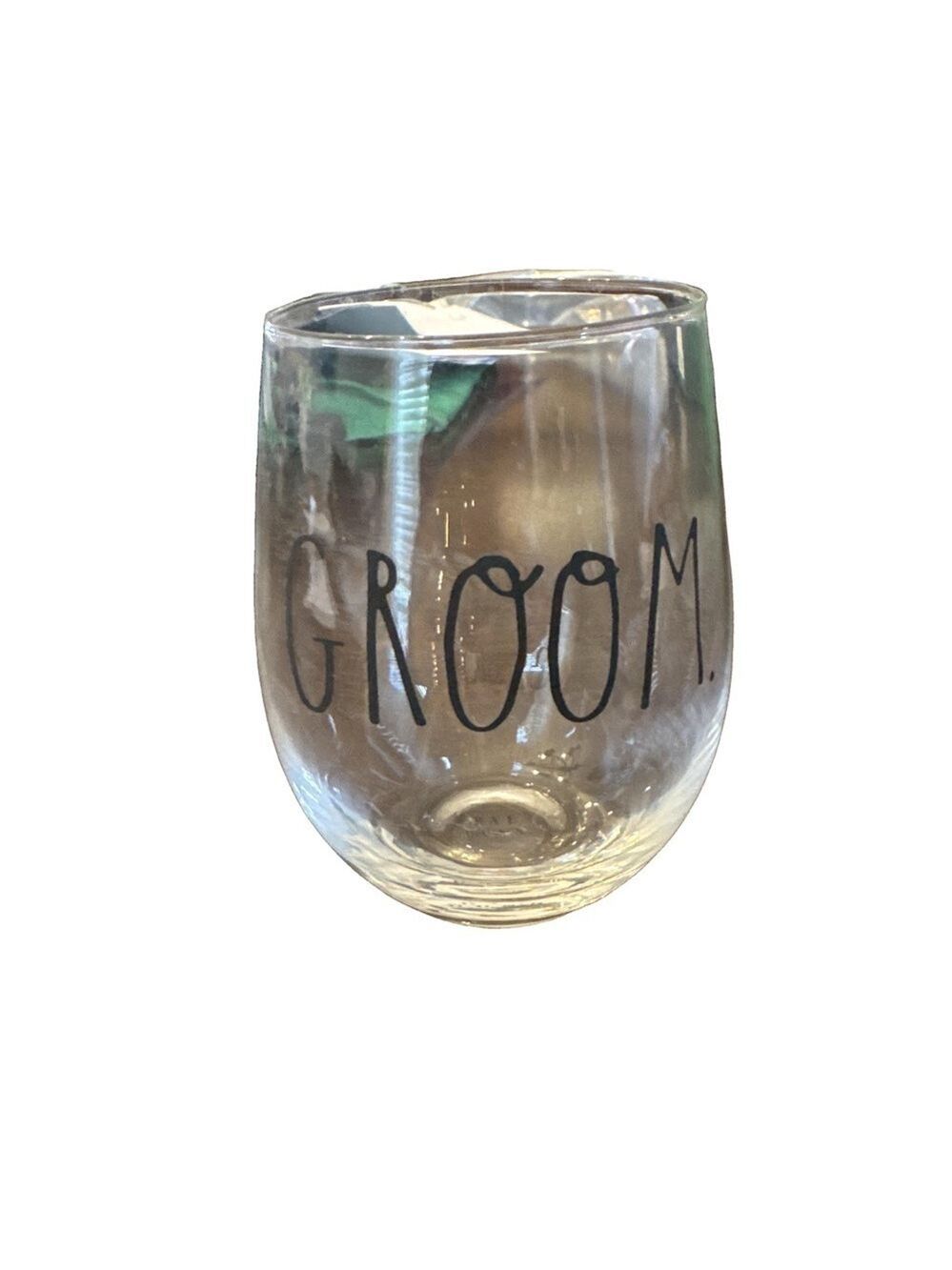 Rae Dunn Groom. Steam-less Wine Glass.